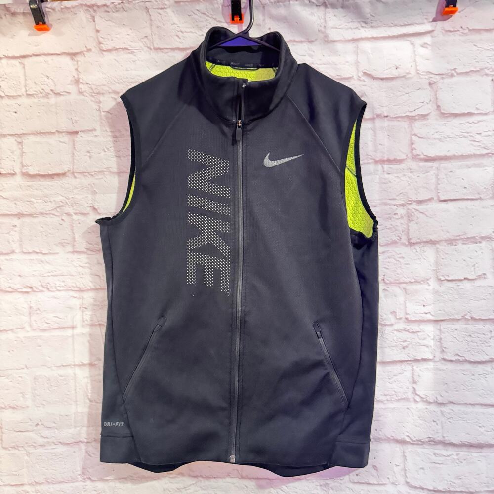 Nike Therma Sphere Training Vest Mens Large Black Green Running Vest